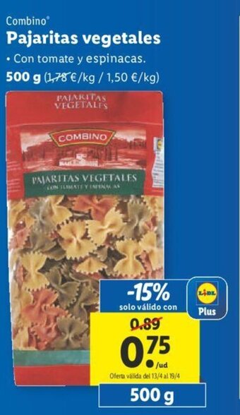 Lidl Combino Pajaritas Vegetales oferta