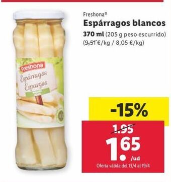 Lidl Espárragos blancos freshona oferta