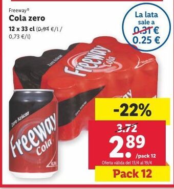 Lidl Refresco de cola freeway oferta