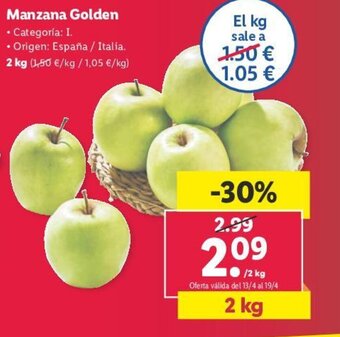 Lidl Manzana Golden oferta