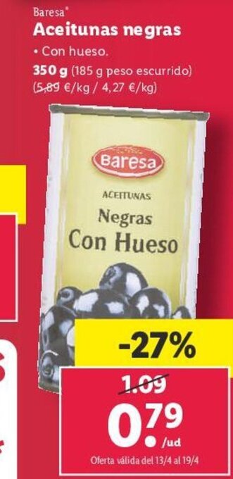 Lidl Baresa Aceitunas Negras oferta
