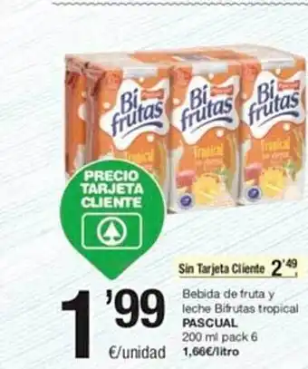 SPAR Bebida de fruta y leche bifrutas tropical pascual oferta