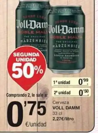 SPAR Segunda unidad 50% cerveza voll damm oferta