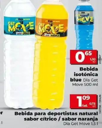 Dia Bebida isotonica blue dia get move bebida para deportistas natural sabor cítrico sabor naranja dia get move oferta