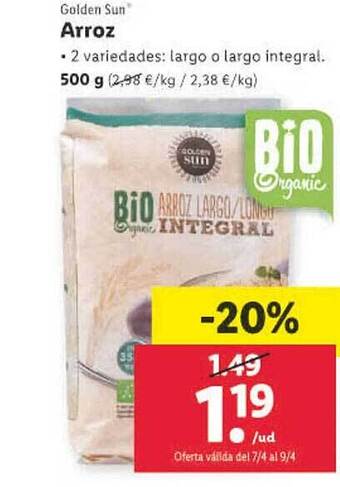 Lidl Golden sun arroz oferta
