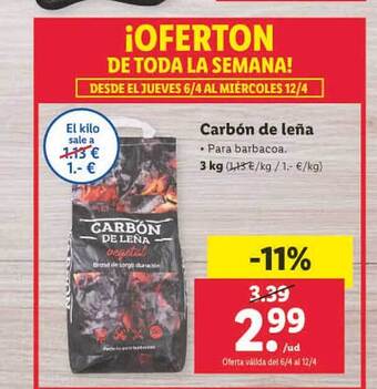 Lidl Carbón de leña oferta