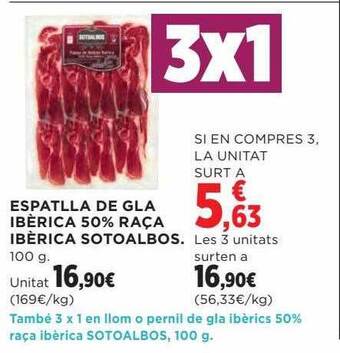 Hipercor Espatlla de gla ibèrica 50% raça ibèrica sotoalbos oferta