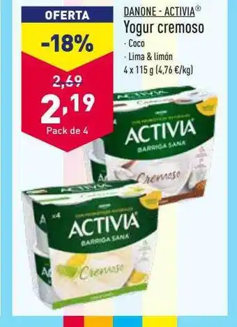 ALDI Danone activia yogur cremoso oferta