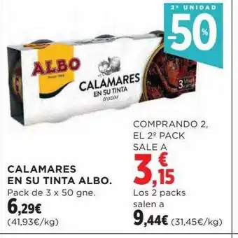 El Corte Inglés 2a unidad -50% calamares en su tinta albo oferta