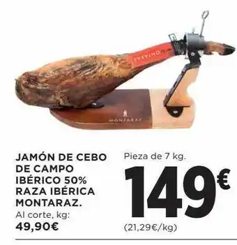 El Corte Inglés Jamón de cebo de campo ibérico 50% raza ibérica montaraz oferta