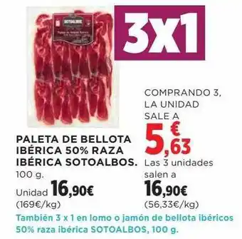 El Corte Inglés Paleta de bellota ibérica 50% raza ibérica sotoalbos oferta