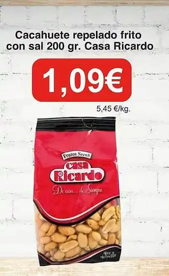 Cacahuete repelado frito con sal casa ricardo