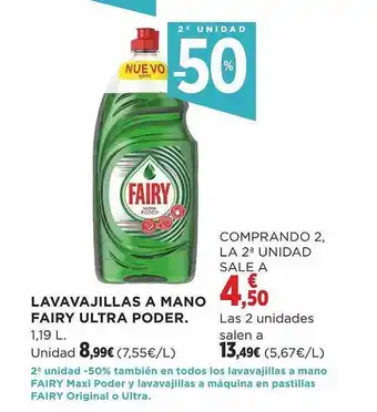 Supercor 2a unidad -50% lavavajillas a mano fairy ultra poder oferta