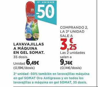 Supercor 2a unidad -50% lavavajillas a máquina en gel somat oferta
