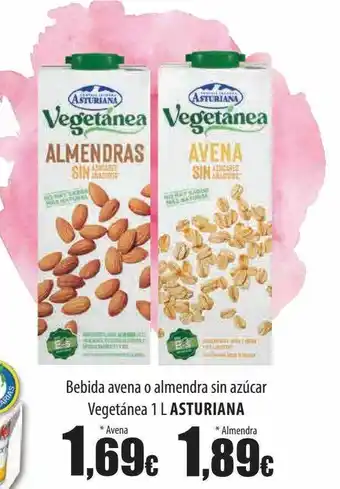 Bebida avena almendra sin azúcar vegetánea asturiana