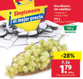 Lidl Uva blanca sin semillas oferta