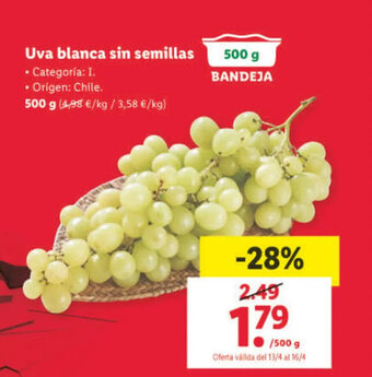 Lidl Uva blanca sin semillas oferta