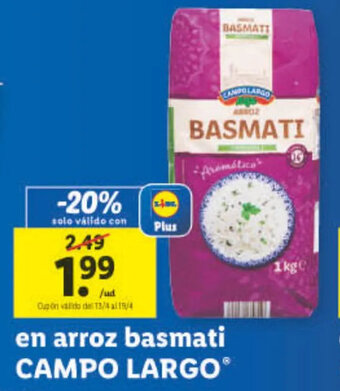 Lidl En arroz basmati CAMPO LARGO oferta