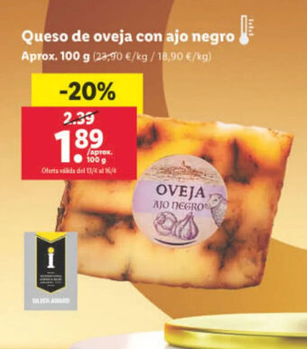Lidl Queso de oveja con ajo negro oferta
