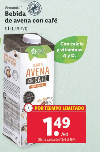 Lidl Bebida de avena con café oferta