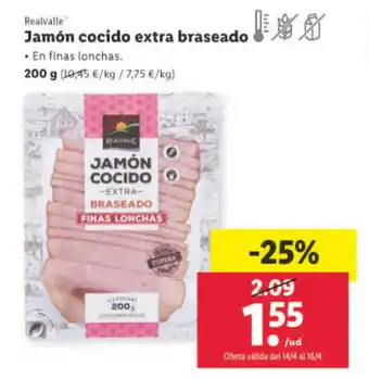 Lidl Jamón cocido extra braseado oferta