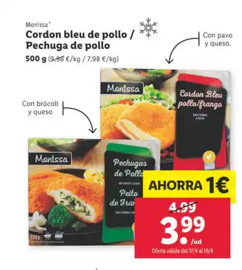 Lidl Cordon bleu de pollo / pechuga de pollo oferta