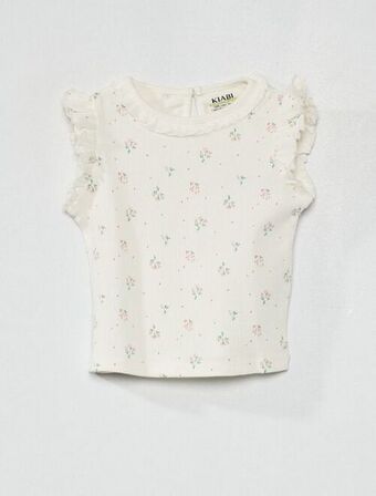 Kiabi Camiseta sin mangas de canalé con volantes en los hombros oferta