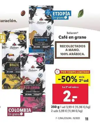 Lidl Bellarom café en grano oferta