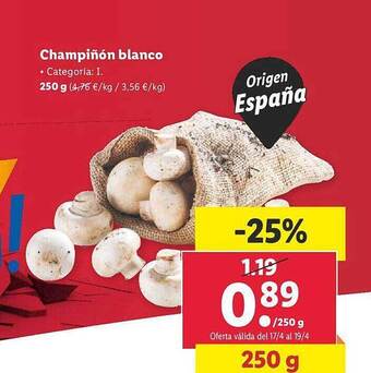 Lidl Champiñon blanco oferta