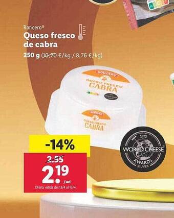 Lidl Roncero queso fresco de cabra oferta