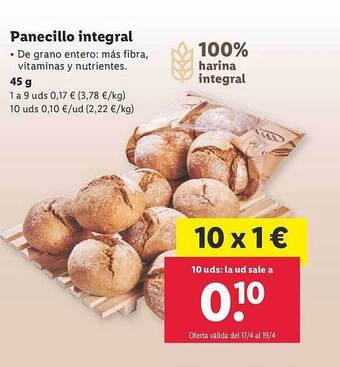 Lidl Panecillo integral oferta