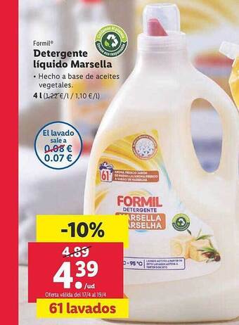 Lidl Formil detergente liquido marsella oferta