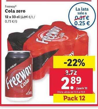 Lidl Freeway cola zero oferta