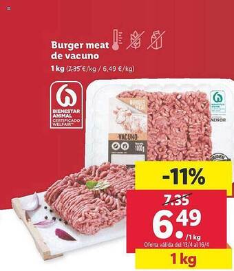 Lidl Burger meat de vacuno oferta
