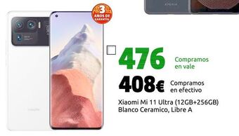 CeX Xiaomi mi 11 ultra (12gb+256gb) blanco ceramico, libre a oferta