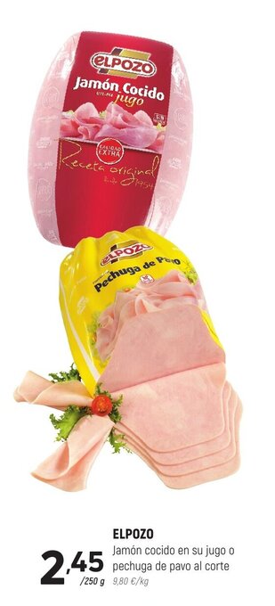 Coviran Elpozo Jamón Cocido en su Jugo o Pechuga de Pavo Al Corte oferta
