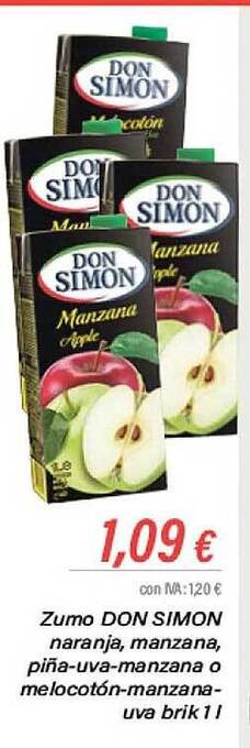 Cash Ifa Zumo don simon naranja manzana piña-uva-manzana o melocotón-manzana-uva oferta