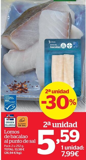 La Sirena Lomos de bacalao oferta