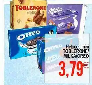 Helados mini toblerone-milka-oreo