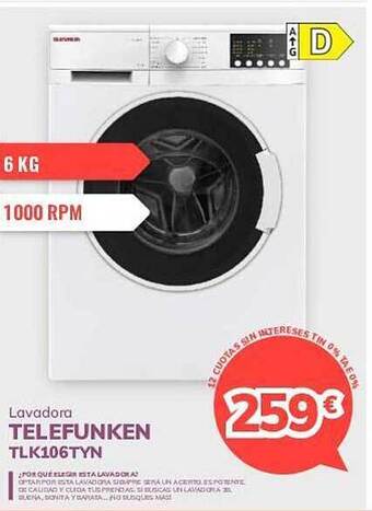 Mi electro Lavadora telefunken tlk106tyn oferta