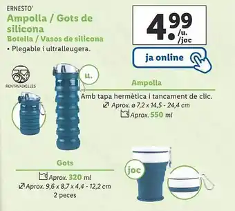 Lidl Ernesto ampolla - gots de silicona botella-vasos de silicone oferta