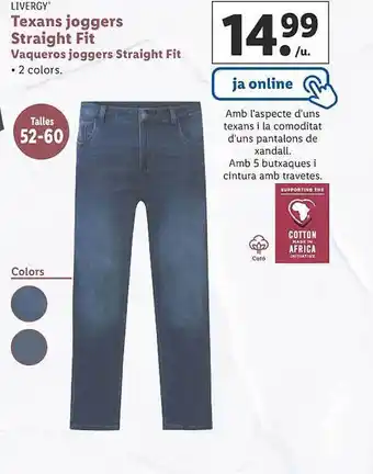 Lidl Livergy texans joggers straight fit vaqueros joggers straight fit oferta