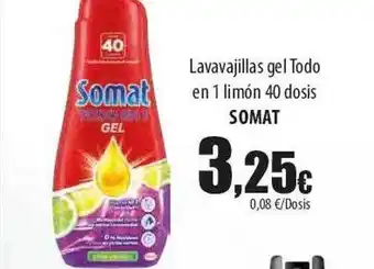 SPAR Lanzarote Lavavajillas gel todo en 1 limón 40 dosis somat oferta
