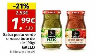 Maskom Supermercados Salsa pesto verde o rosso bote de gallo oferta