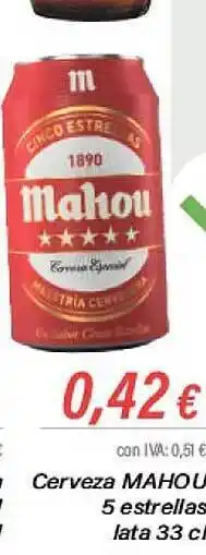 Cash Ifa Cerveza mahou 5 estrellas oferta