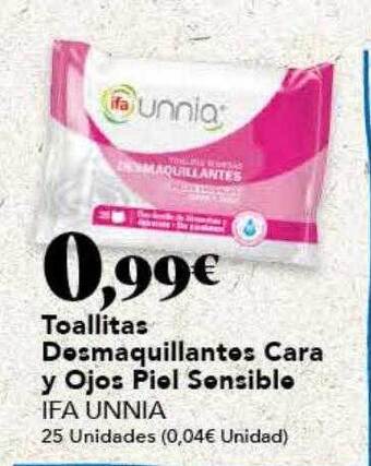 Gadis Toallitas desmaquillantes cara y ojos piel sensible ifa unnia oferta