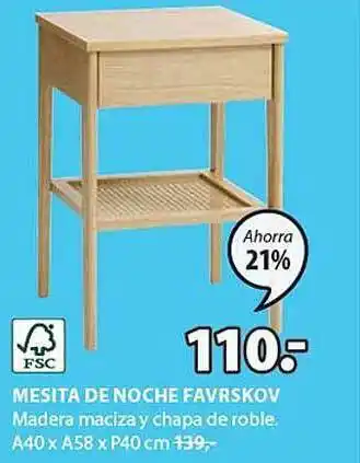 JYSK Mesita de noche favrskov oferta