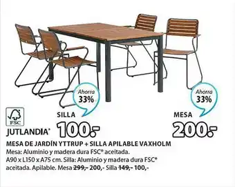 JYSK Jutlandia mesa de jardin yttrup + silla apilable vaxhorlm oferta