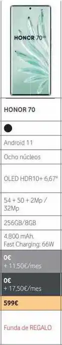 Vodafone Honor 70 oferta