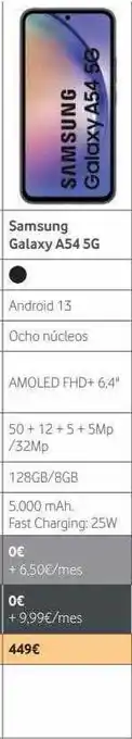 Vodafone Samsung galaxy a54 5g oferta